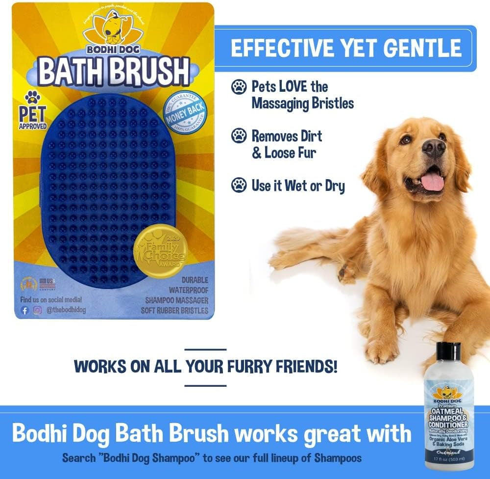 Shampoo Brush | Dog Bath Brush for Dog Grooming | Long & Short Hair Dog Scrubber 