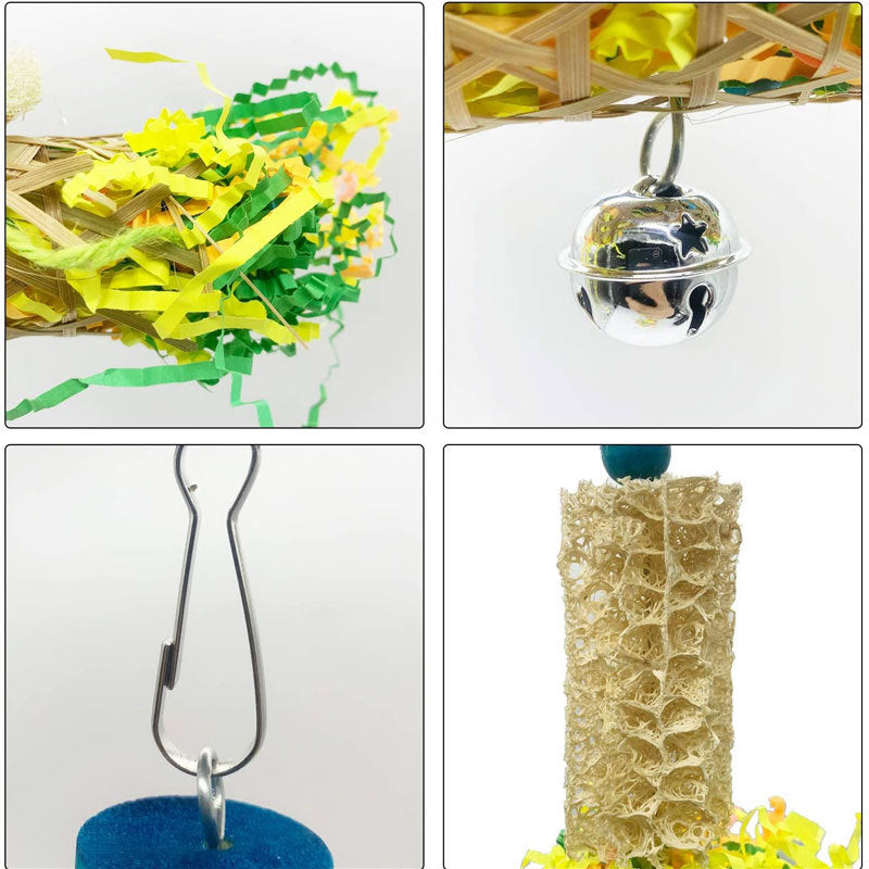 Parrot Gnawing Toy Bird Supplies Rattan Ball Drawing Paper Scraps