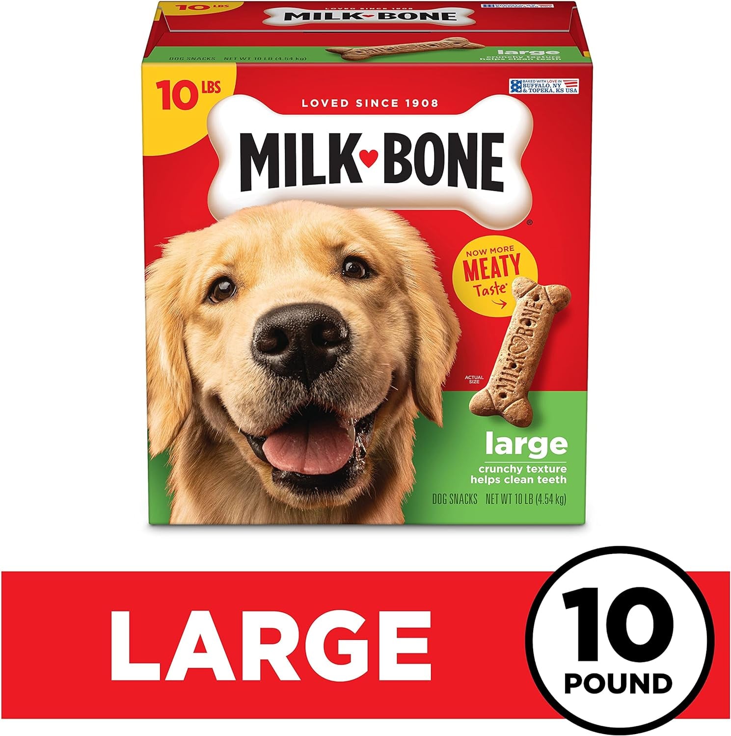 Original Dog Treats for Large Dogs, 10 Pound, Crunchy Biscuit Helps Clean Teeth