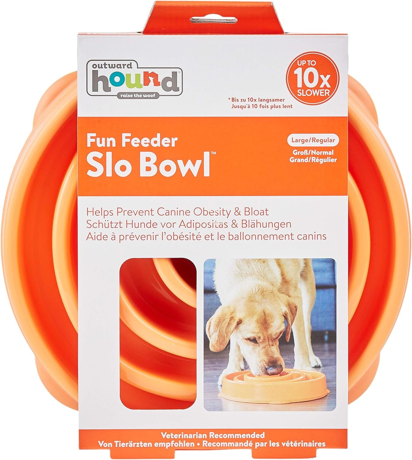 Fun Feeder Slo Bowl, Slow Feeder Dog Bowl, Large/Regular, Orange