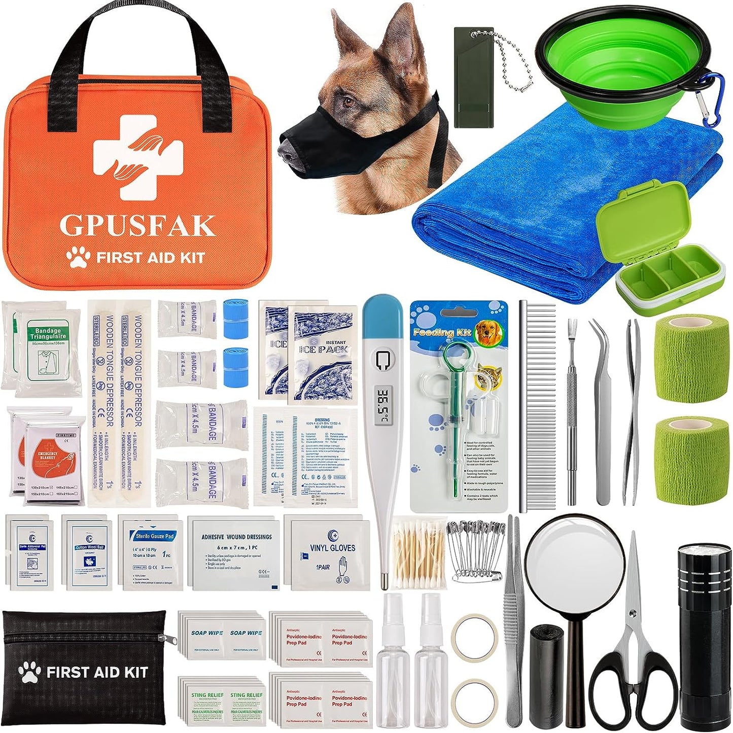 Pet First Aid Kit for Dogs and Cats - Pet Emergency Kit for Camping Hiking Traveling Hunting and Sports