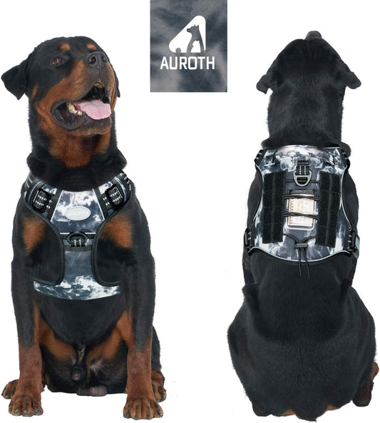 Tactical Dog Harness for Small, Medium, & Large Dogs|Adjustable Pet Harness Reflective K9 Working Training Easy Control Pet Vest Military Service Dog Harnesses (L, Black Ink)