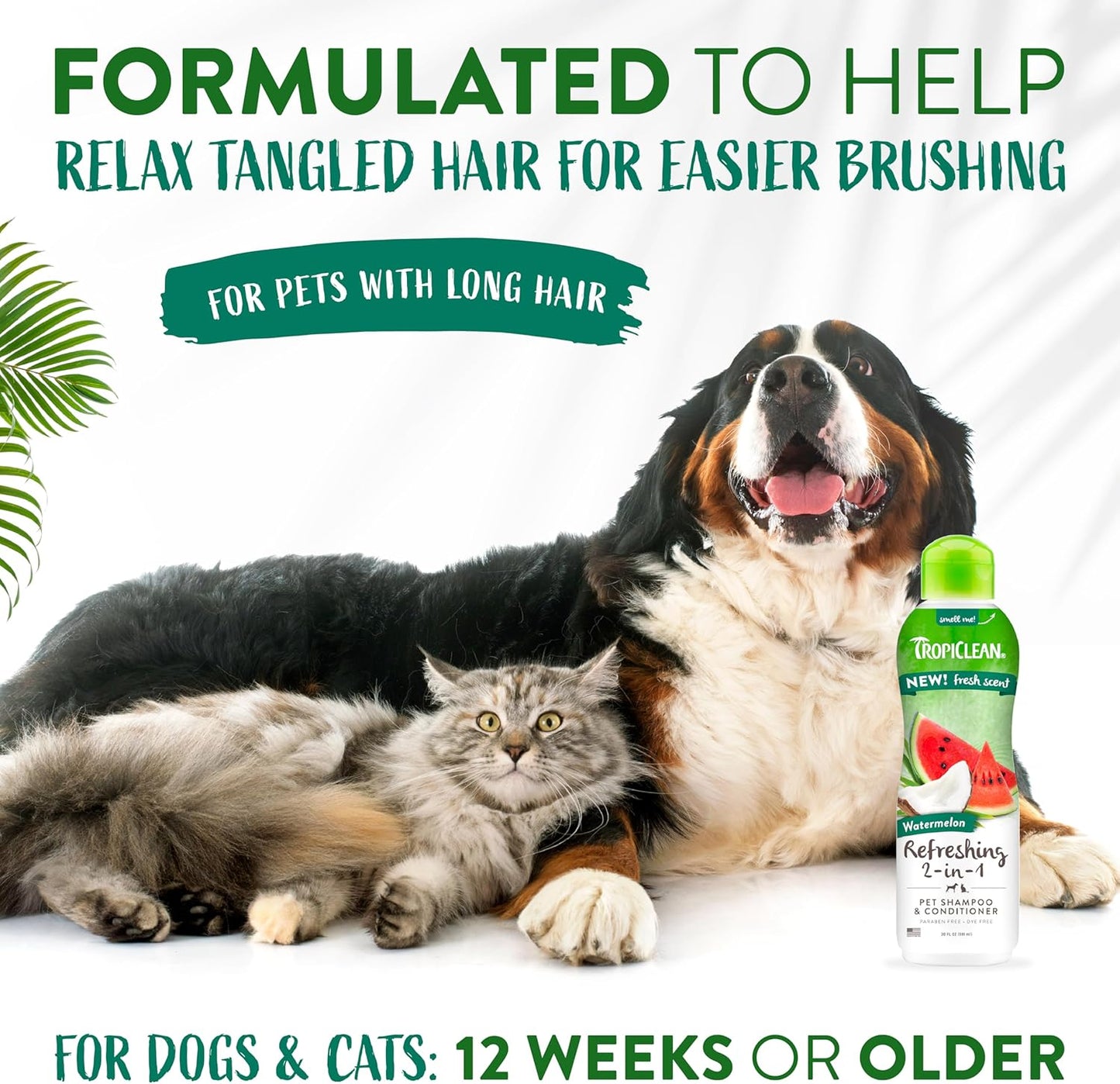 Watermelon Refreshing 2-In-1 Cat & Dog Shampoo and Conditioner | Cat & Dog Bath Supplies | 20 Oz | Made in the USA