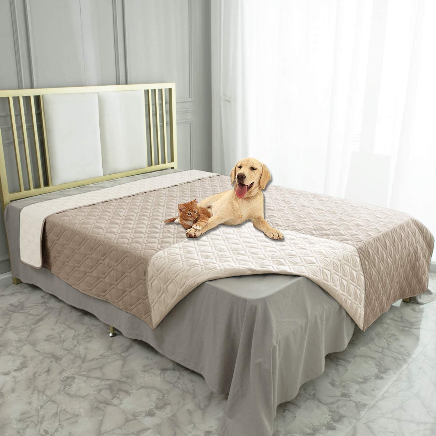 Reversible Waterproof Dog Bed Cover and Pet Blanket for Furniture, Beds, Couches, and Sofas