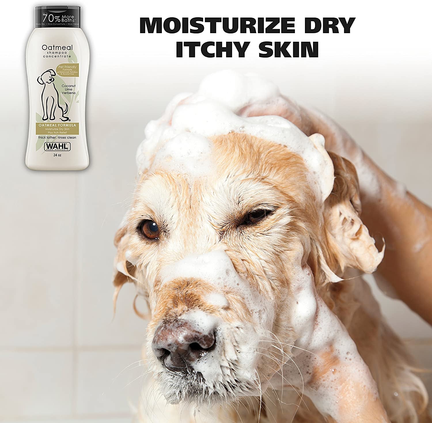 USA Dry Skin & Itch Relief Pet Shampoo for Dogs – Oatmeal Formula with Coconut Lime -(24 Oz)