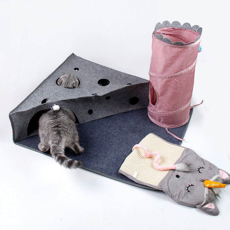 Cheese-Shaped Folding Cat Tunnel
