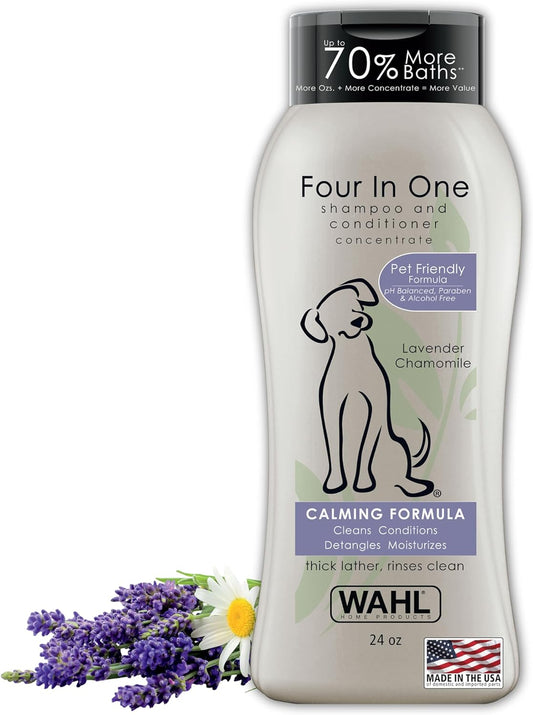 USA 4-In-1 Calming Pet Shampoo for Dogs – Cleans, Conditions, Detangles, & Moisturizes with Lavender Chamomile - Pet Friendly Formula - 24 Oz 