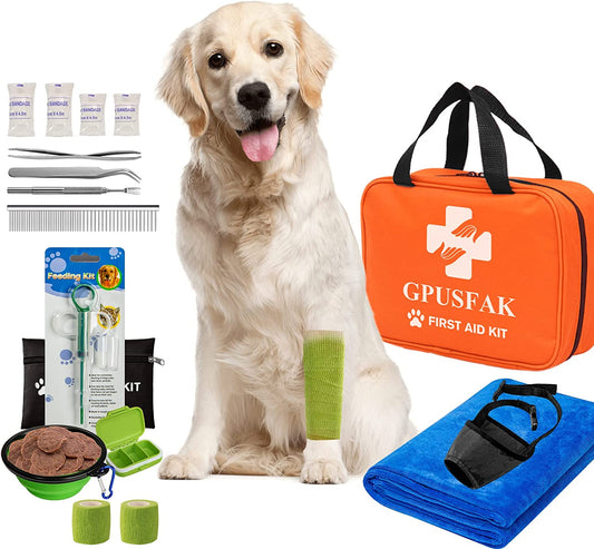 Pet First Aid Kit for Dogs and Cats - Pet Emergency Kit for Camping Hiking Traveling Hunting and Sports