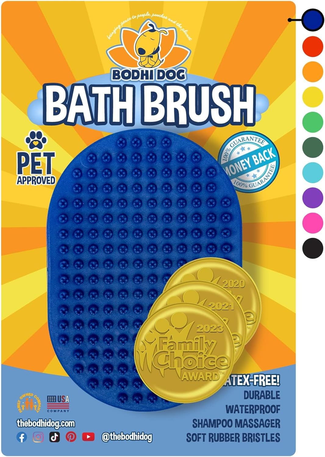 Shampoo Brush | Dog Bath Brush for Dog Grooming | Long & Short Hair Dog Scrubber 