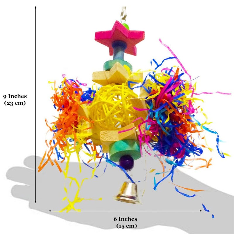Colored Rattan Ball Wooden Brushed Paper Gnawing Bird Supplies Utensils