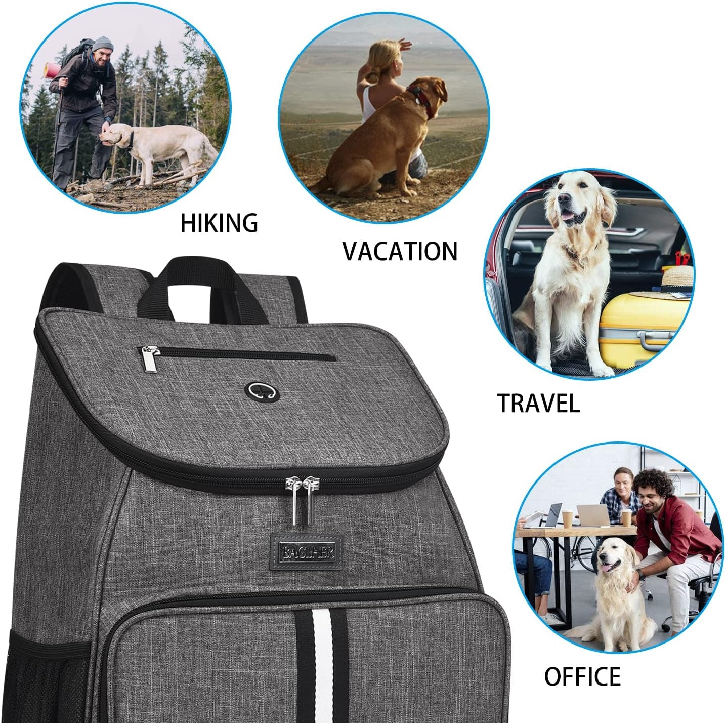 Airline-Approved Dog Travel Backpack with Accessories Set, Including 2 Silicone Collapsible Bowls and 2 Food Baskets