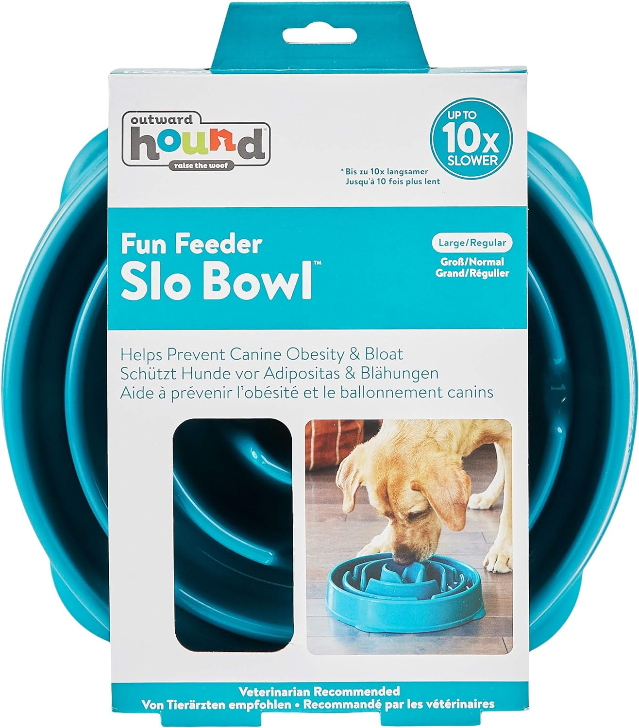 Fun Feeder Slo Bowl, Slow Feeder Dog Bowl, Large/Regular, Turquoise