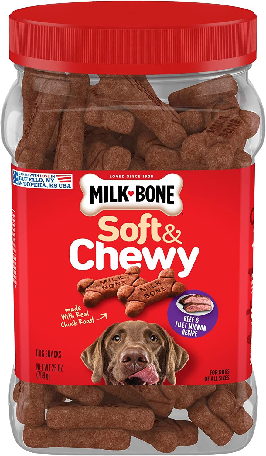 Soft & Chewy Dog Treats, Beef & Filet Mignon Recipe, 25 Ounce Made with Real Chuck Roast