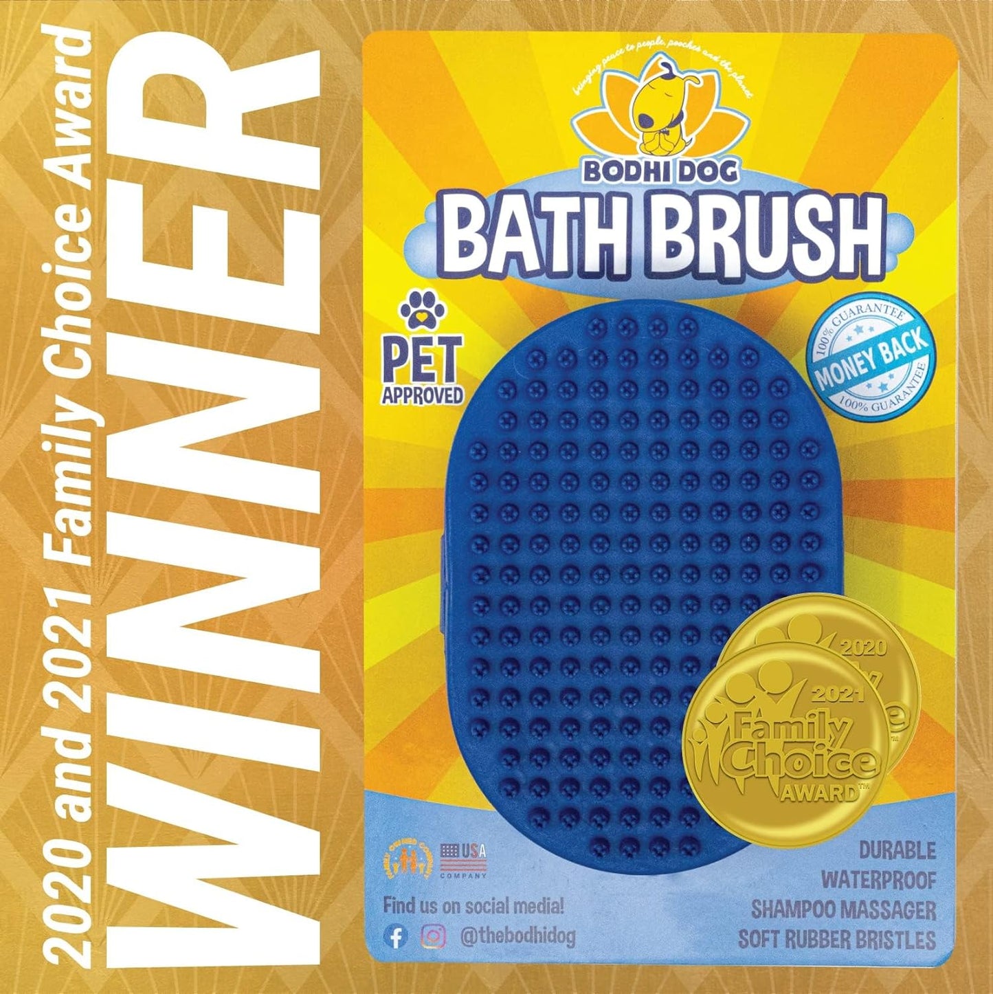 Shampoo Brush | Dog Bath Brush for Dog Grooming | Long & Short Hair Dog Scrubber 