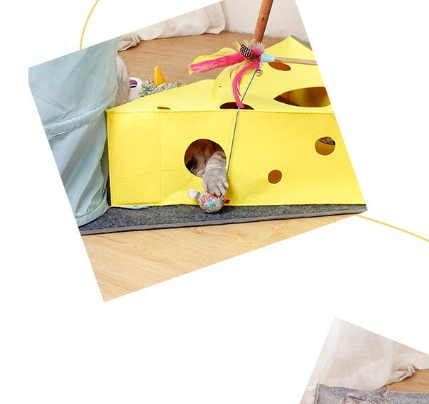 Cheese-Shaped Folding Cat Tunnel