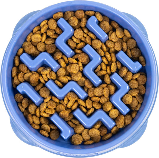 Fun Feeder Slo Bowl, Slow Feeder Dog Bowl, Medium/Mini, Blue