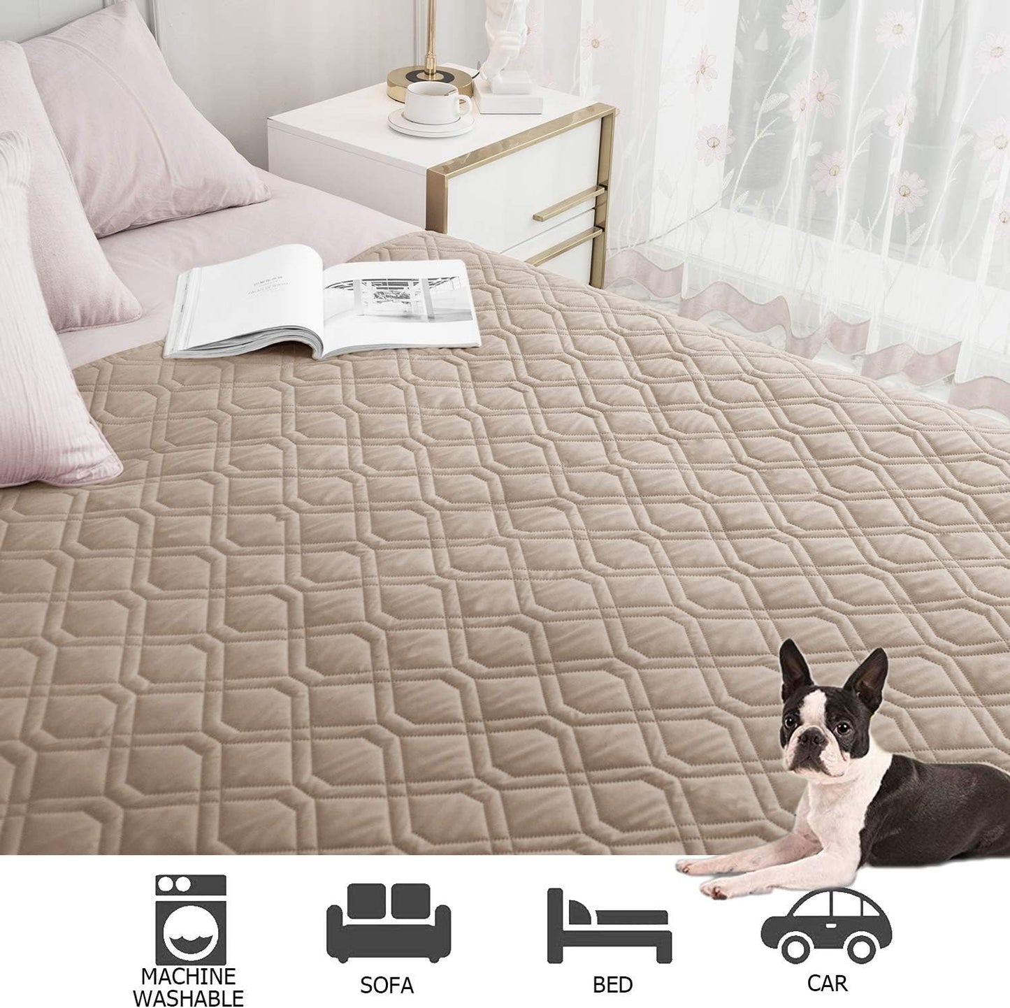 Reversible Waterproof Dog Bed Cover and Pet Blanket for Furniture, Beds, Couches, and Sofas