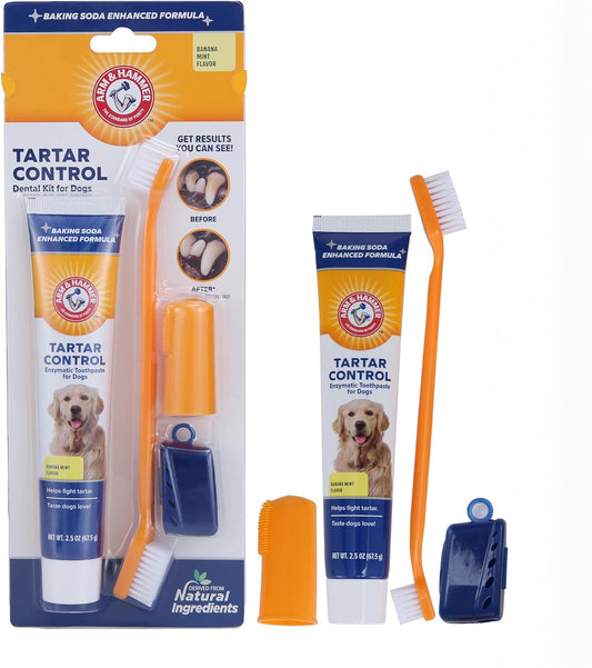 for Pets Tartar Control Kit for Dogs | Contains Toothpaste, Toothbrush & Finger brush 