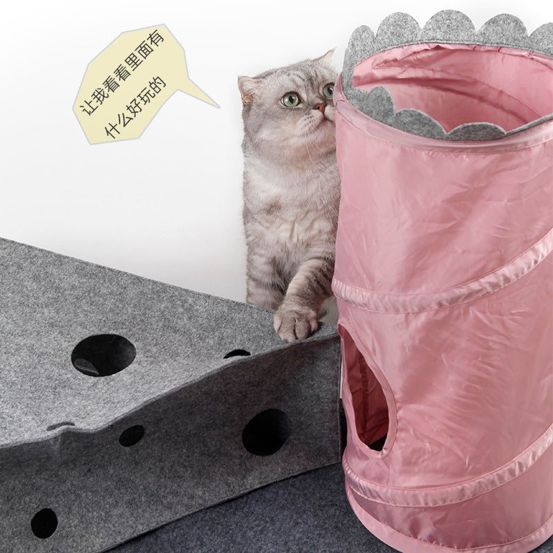 Cheese-Shaped Folding Cat Tunnel