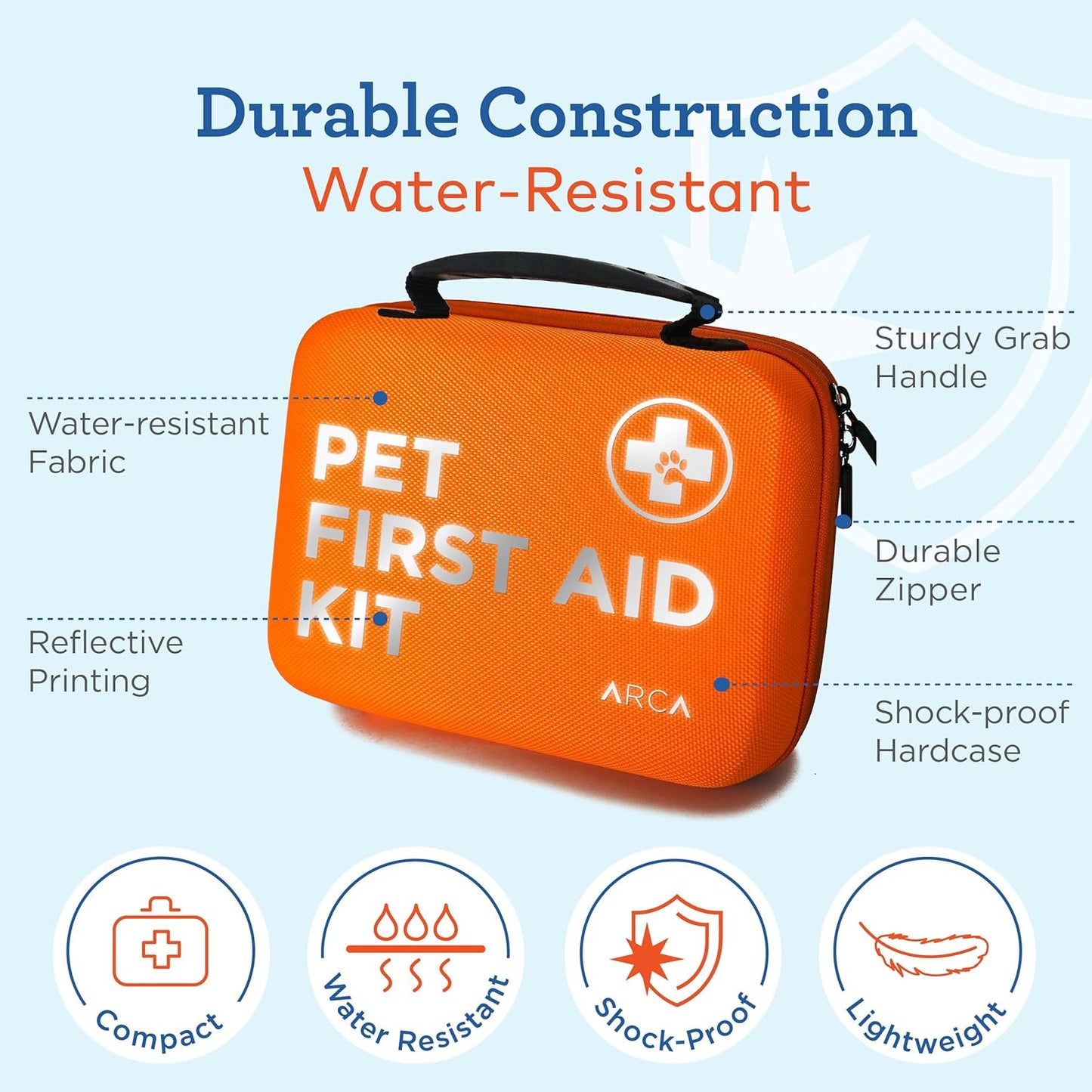 First Aid Kit - Vet Approved Dog & Cat Emergency Supplies with Thermometer, Muzzle, Tick Removal, Flashlight, Mini Pouch, and Comprehensive Care Guide for Travel and Outdoor Use