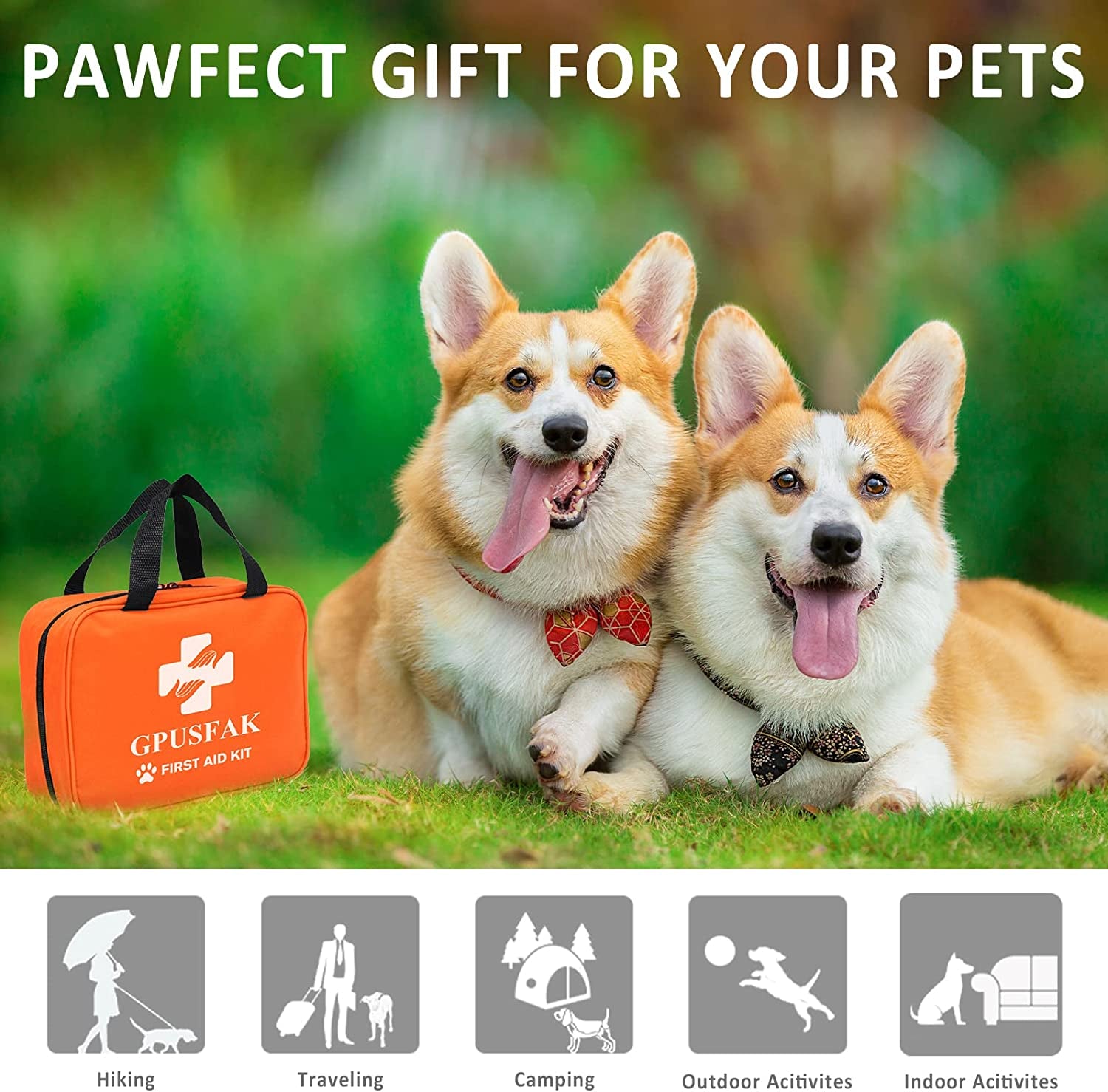 Pet First Aid Kit for Dogs and Cats - Pet Emergency Kit for Camping Hiking Traveling Hunting and Sports