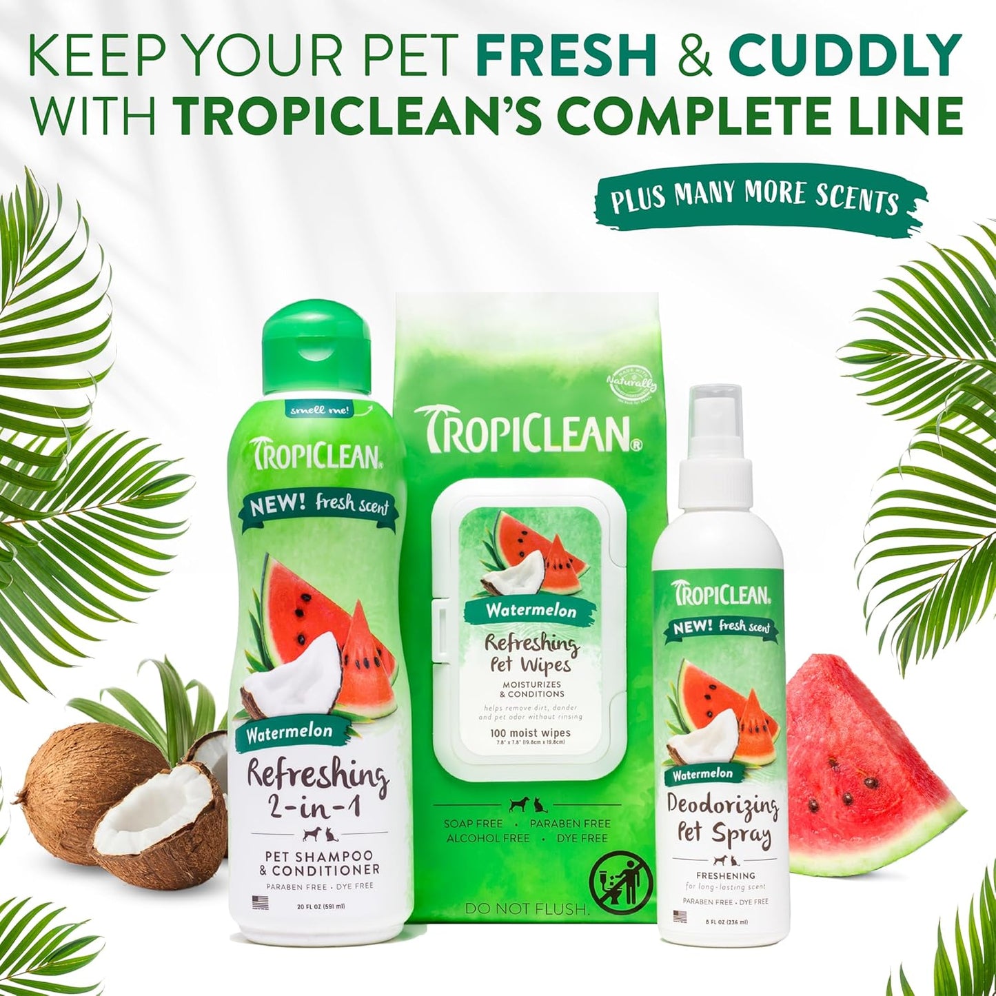 Watermelon Refreshing 2-In-1 Cat & Dog Shampoo and Conditioner | Cat & Dog Bath Supplies | 20 Oz | Made in the USA