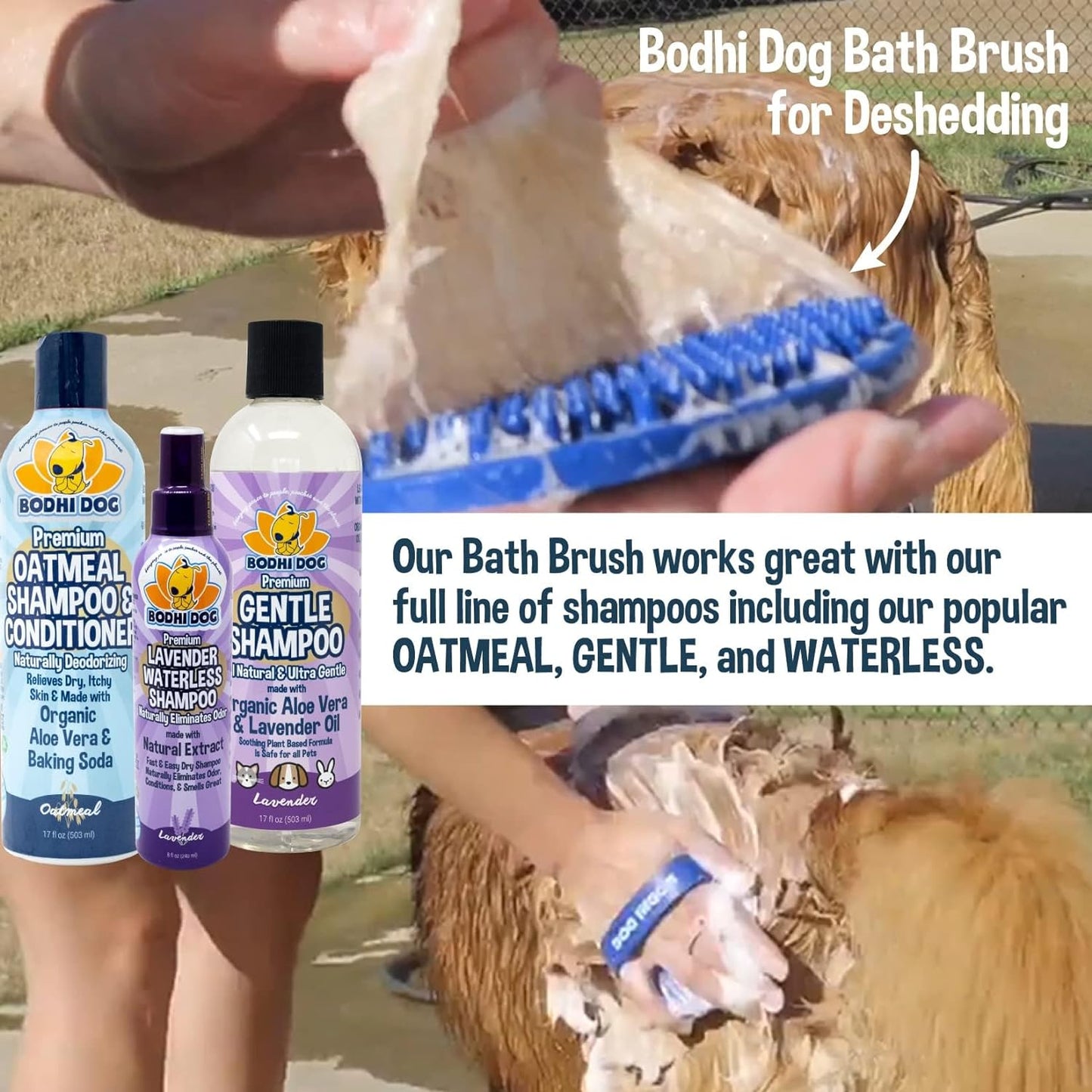 Shampoo Brush | Dog Bath Brush for Dog Grooming | Long & Short Hair Dog Scrubber 